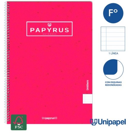 CUADERNO ESPIRAL  TAPA CONTRACOLADA PAPYRUS03-UNICLASIC - FOLIO - 80H - 1 LINEA - 90G - COLORES SURTIDOS