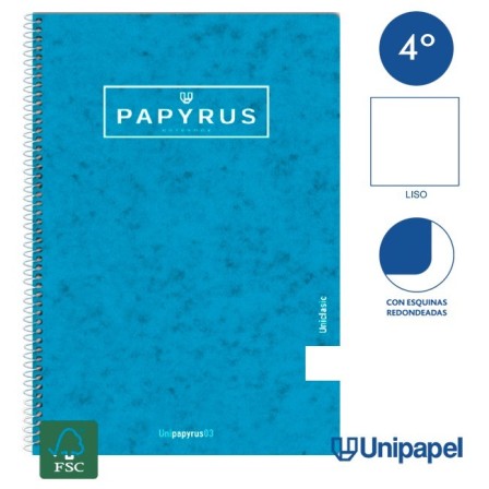 CUADERNO ESPIRAL  TAPA CONTRACOLADA PAPYRUS03-UNICLASIC - CUARTO - 80H - LISO - 90G - COLORES SURTIDOS