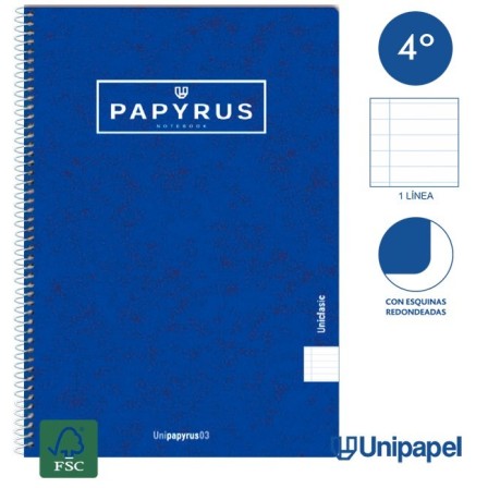 CUADERNO ESPIRAL  TAPA CONTRACOLADA PAPYRUS03-UNICLASIC - CUARTO - 80H - 1 LINEA - 90G - COLORES SURTIDOS
