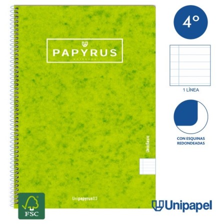 CUADERNO ESPIRAL  TAPA CONTRACOLADA PAPYRUS03-UNICLASIC - CUARTO - 80H - 1 LINEA - 90G - COLORES SURTIDOS