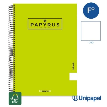 CUADERNO ESPIRAL  TAPA EXTRADURA    PAPYRUS04-UNICLASIC - FOLIO - 80H - LISO - 90G - COLORES SURTIDOS