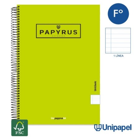 CUADERNO ESPIRAL  TAPA EXTRADURA    PAPYRUS04-UNICLASIC - FOLIO - 80H - 1 LINEA - 90G - COLORES SURTIDOS