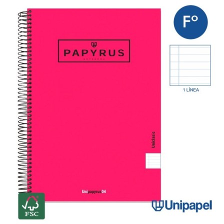 CUADERNO ESPIRAL  TAPA EXTRADURA    PAPYRUS04-UNICLASIC - FOLIO - 80H - 1 LINEA - 90G - COLORES SURTIDOS