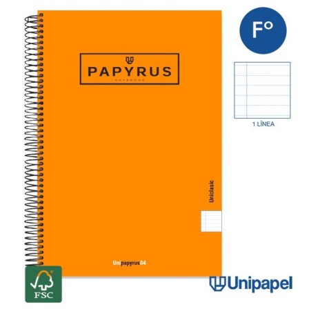 CUADERNO ESPIRAL  TAPA EXTRADURA    PAPYRUS04-UNICLASIC - FOLIO - 80H - 1 LINEA - 90G - COLORES SURTIDOS