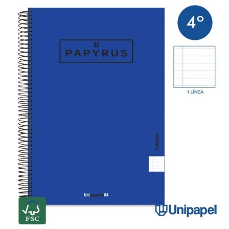 CUADERNO ESPIRAL  TAPA EXTRADURA    PAPYRUS04-UNICLASIC - CUARTO - 80H - 1 LINEA - 90G - COLORES SURTIDOS