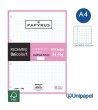 RECAMBIOS PAPYRUS-UNICOLOR1 -A4-100H-CUADRÍCULA 5MM-90G-1 BANDA DE COLOR-ROSA