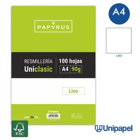 RESMILLERÍA PAPYRUS-UNICLASIC -A4-100H-LISO-90G-SIN MARGEN