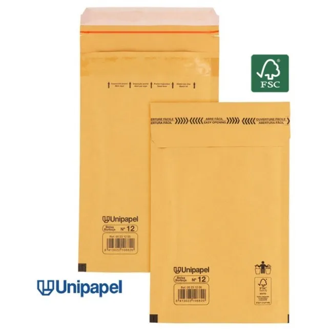 BOLSAS BURBUJA N. 12 120X215 MM 75 G FSC UNIPAPEL