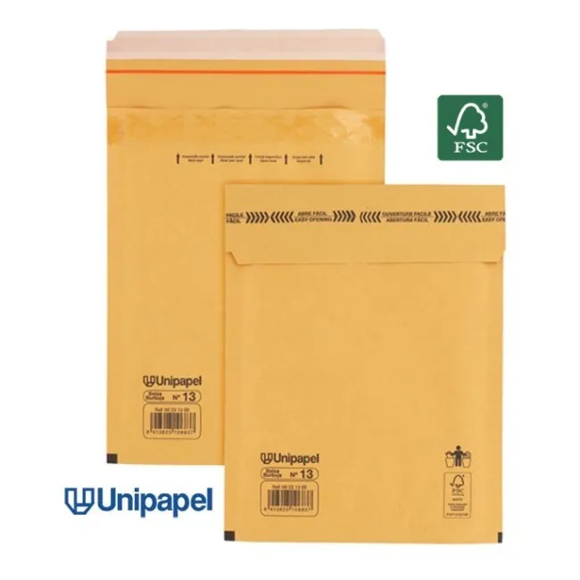 BOLSAS BURBUJA N. 13 150X215 MM 75 G FSC UNIPAPEL