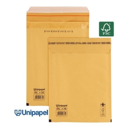 BOLSAS BURBUJA N. 14 180X265 MM 75 G FSC UNIPAPEL