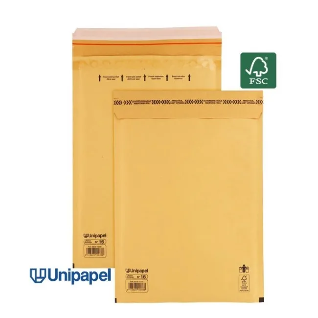 BOLSAS BURBUJA N. 16 220X340 MM 75 G FSC UNIPAPEL