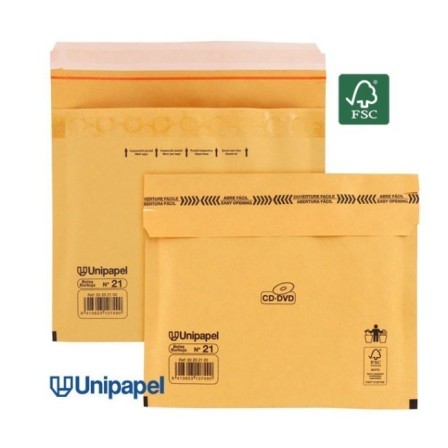 BOLSAS BURBUJA N. 21 (CD) 180X165 MM 75 G FSC UNIPAPEL